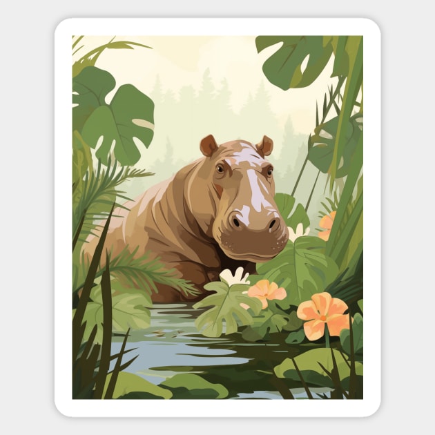 Hippo in the Jungle Magnet by JunkyDotCom